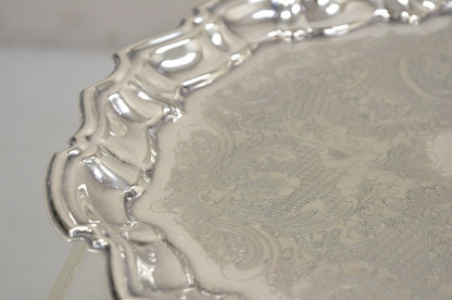 Vintage Leonard Silver Plated Pressed Metal Scalloped Serving Platter Dish