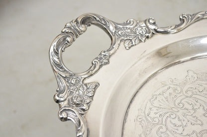 Vintage Wallace Royal Rose 9826 Silver Plated Ornate Oval Serving Platter Tray