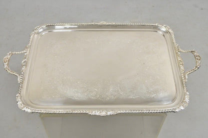 Antique English Victorian Silver Plated Twin Handle Serving Platter Tray
