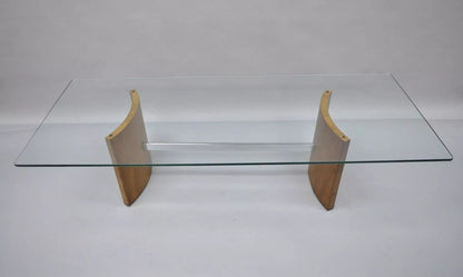 Vladimir Kagan Selig Danish Modern Walnut Chrome Glass Propeller Coffee Table