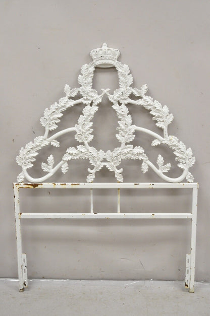 Vintage French Rococo Style Crown Branch & Leaf Twin Single Cast Iron Headboard