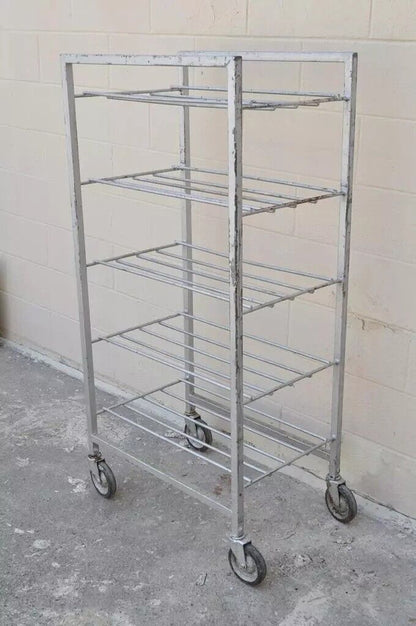 Vintage Industrial Metal Rolling 5 Tier Bakery Bakers Cart Display Shelf Rack