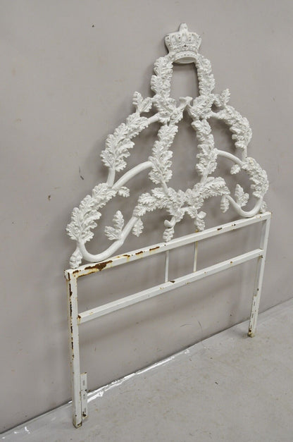 Vintage French Rococo Style Crown Branch & Leaf Twin Single Cast Iron Headboard