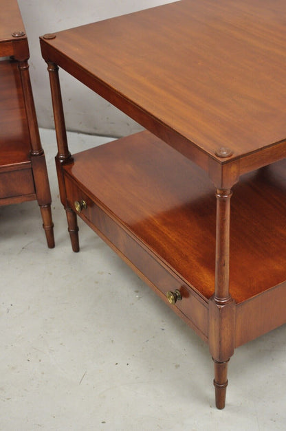 Vintage Beacon Hill English Regency Style Square Mahogany End Tables - a Pair