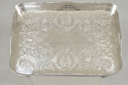 Antique English Sheffield Adams Silver Plated Scalloped Serving Platter Tray