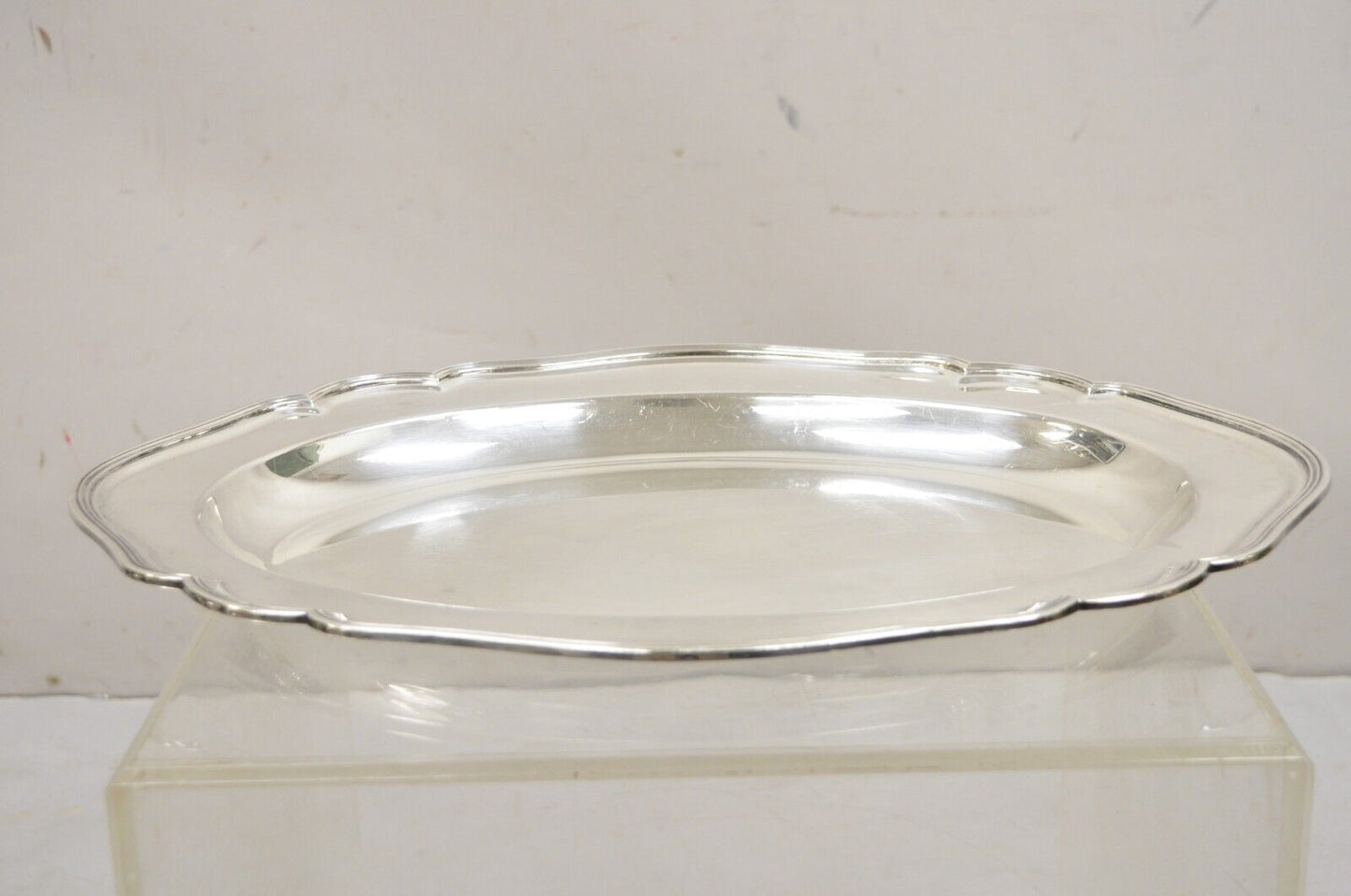 Vintage Wyler NY English Edwardian Silver Plated Oval Deep Serving Platter Tray