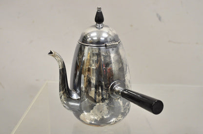 FB Rogers Silver Plated Art Deco Coffee Tea Pot w/ Hinged Lid and Wooden Handle