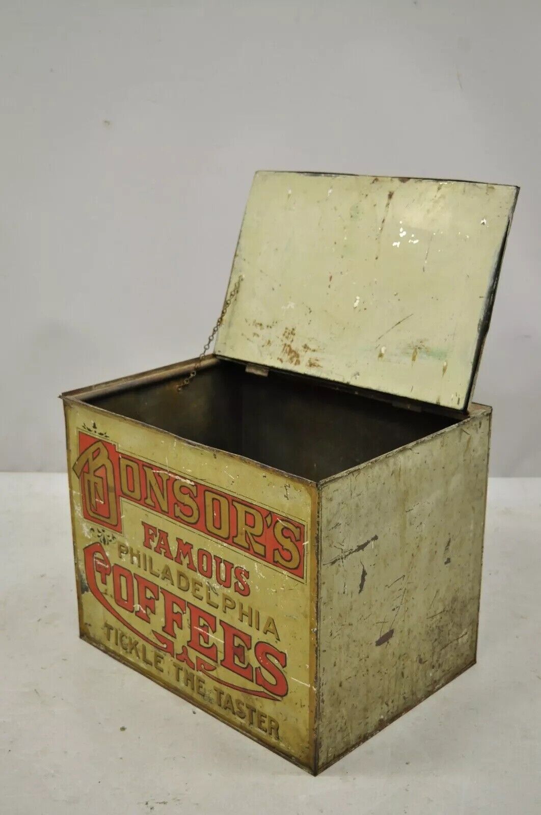 Bonsor's Famous Philadelphia Coffee Tin Metal Storage Bin Tickle the Taster