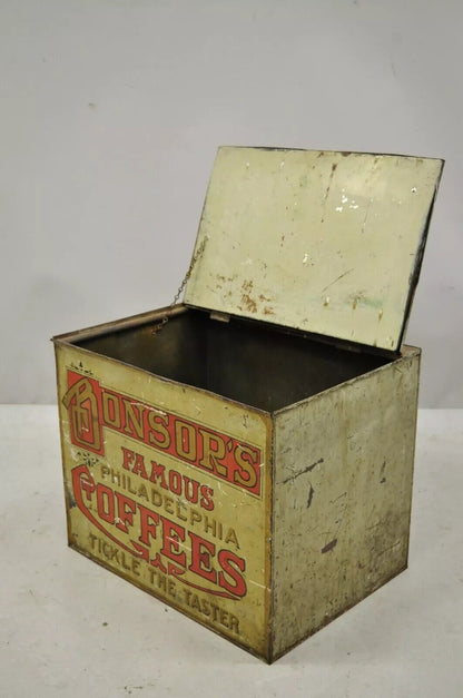 Bonsor's Famous Philadelphia Coffee Tin Metal Storage Bin Tickle the Taster