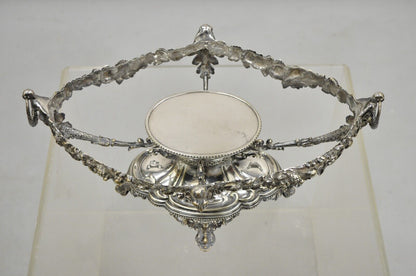 Antique French Victorian Silver Plated Figural Centerpiece Bowl Pedestal Base