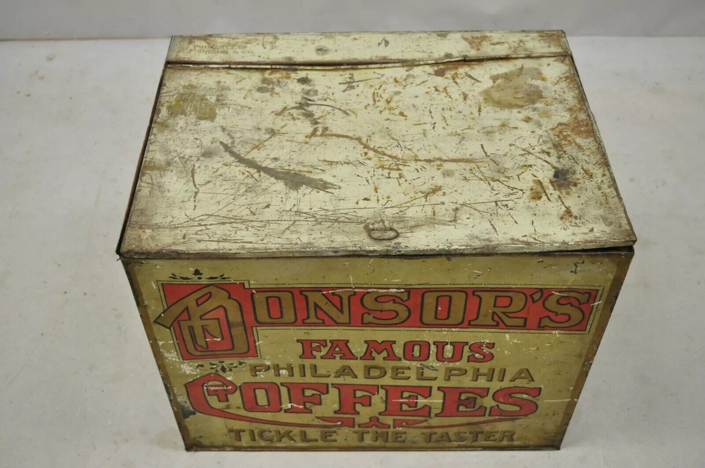 Bonsor's Famous Philadelphia Coffee Tin Metal Storage Bin Tickle the Taster