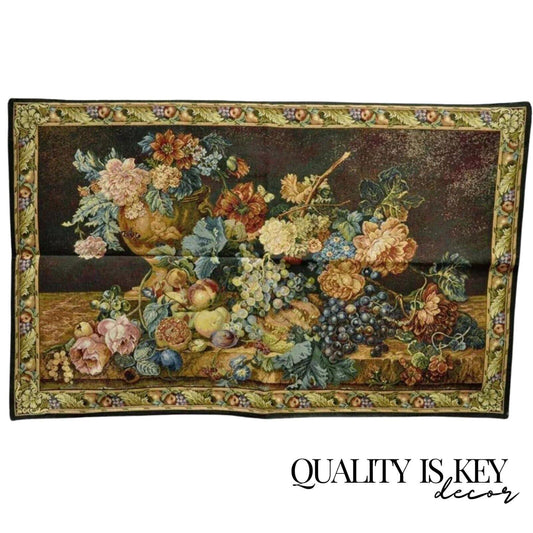 41"x26" French Wall Hanging Tapestry Jacquard Aubusson Acanthus Fruit Still Life