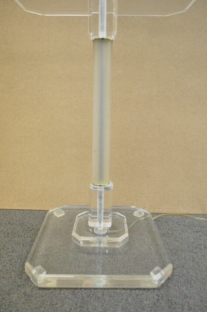 Vintage Mid Century Modern Clear Lucite Occasional Accent Floor Lamp Side Table