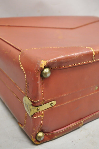 Vintage Genuine Top Grade Cowhide Brown Leather 24" Suitcase Luggage