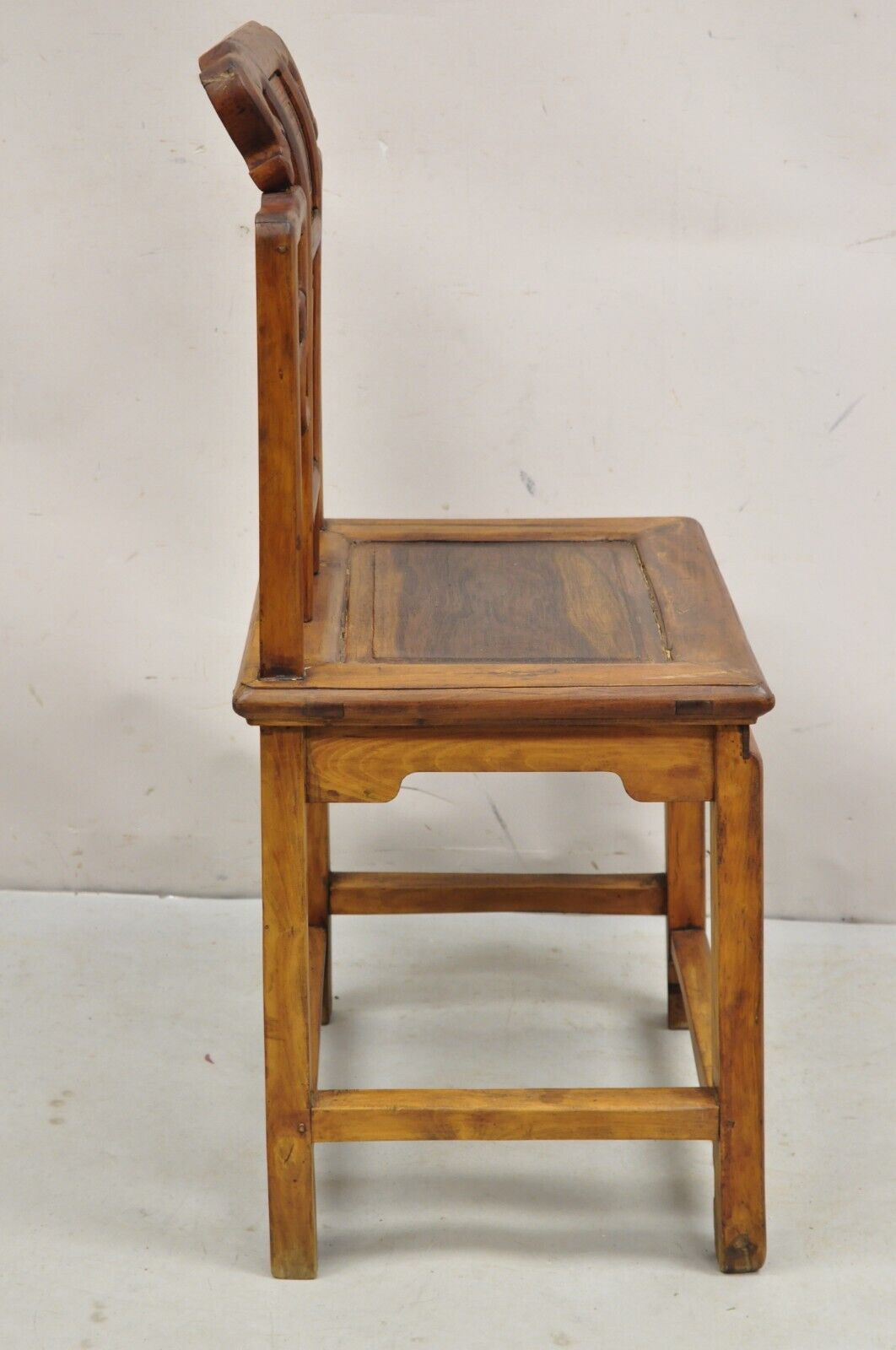 Vintage Carved Teak Wood Japanese Imperial Meiji Style Side Chair