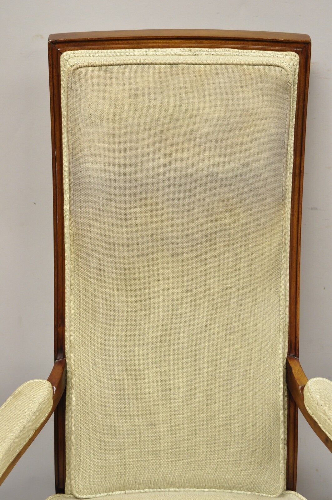 Vintage Italian Hollywood Tall Back Upholstered Lounge Arm Chair