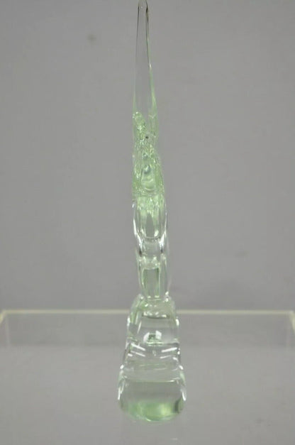 Vintage Italian Crystal Glass 16" Abstract Fish Sculpture Statue Signed to Base