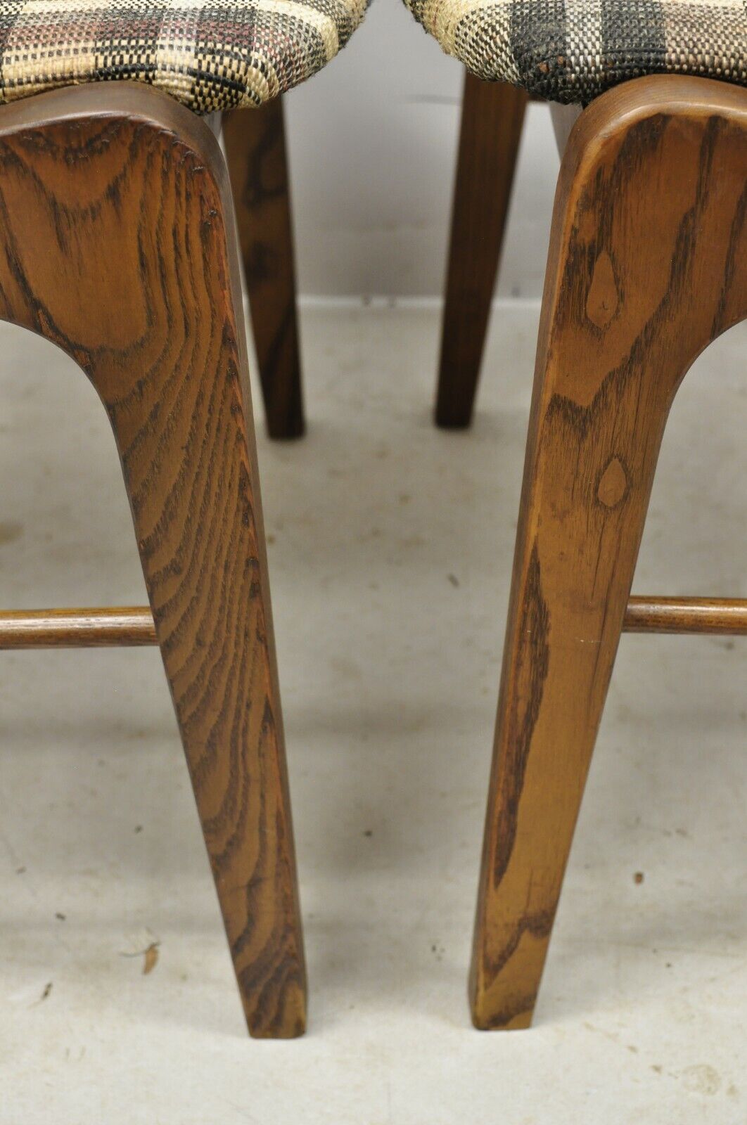 Vintage Mid Century Walnut Oak Sculptural Curved Back Dining Chairs - a Pair