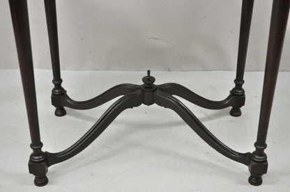 Antique Jacobean Renaissance Carved Mahogany Accent Side Table w/ Celluloid Top