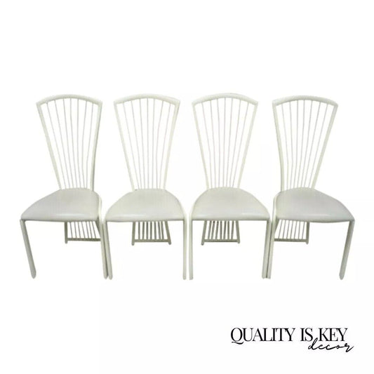 Post Modern Art Deco Style Metal Fan Back Dining Chairs by Liberty - Set of 4