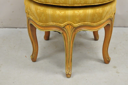 French Louis XV Provincial Style Five Leg Peach Painted Boudoir Slipper Chair