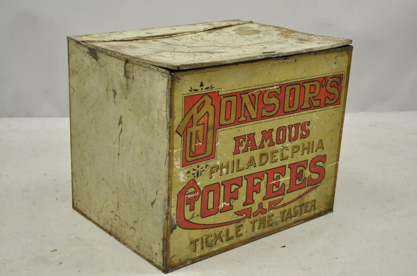 Bonsor's Famous Philadelphia Coffee Tin Metal Storage Bin Tickle the Taster