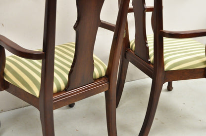 Vintage Thomasville Queen Anne Style Cherry Wood Dinning Arm Chairs - a Pair