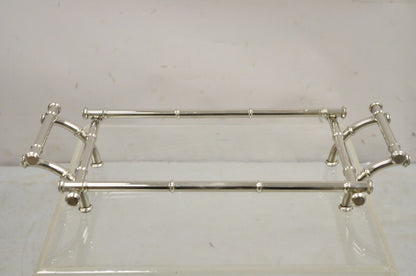 Vtg Italian Hollywood Regency Faux Bamboo Silver Plated Serving Platter Stand