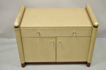 Ernest C Masi Gold Raffia Art Deco Style Bedside Cabinet Table Nightstand Chest