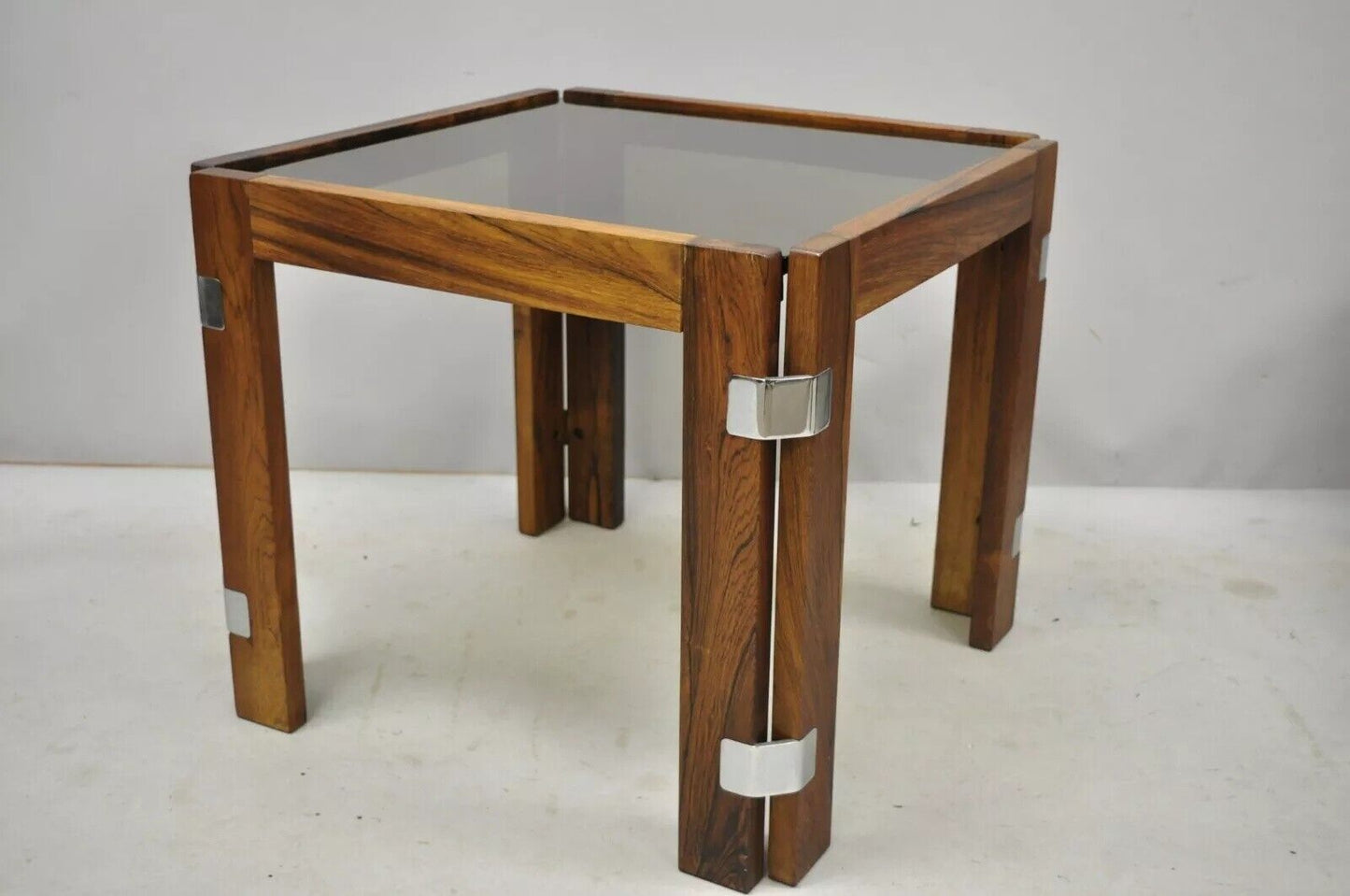 Interior Form Mid Century Danish Modern Rosewood & Glass Side Tables - 3 Pcs