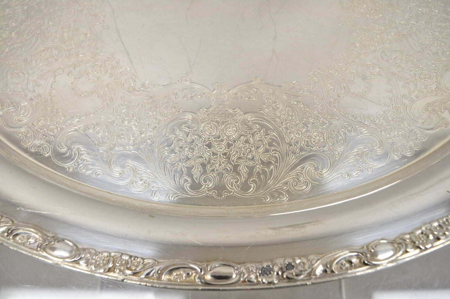 WM Rogers & Son Victorian Rose 1982 Silver Plated Oval Serving Platter Tray