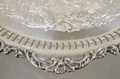 Vintage Oneida LTD Ascot Victorian Style Silver Plated Round Platter Tray