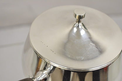 Vintage Mid Century Modern Silver Plated Steel Fondue Pot Warmer Set