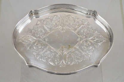 Vintage LBS Co Silver Plated Scalloped Trinket Dish Tray with Pierced Gallery