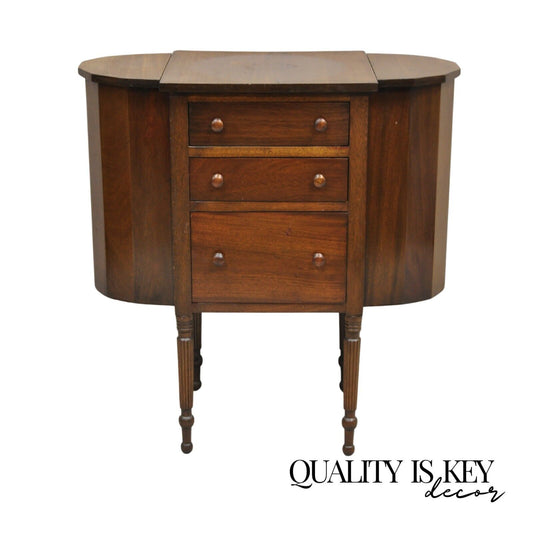 Vintage Martha Washington Colonial Mahogany Sewing Stand Side Table Cabinet