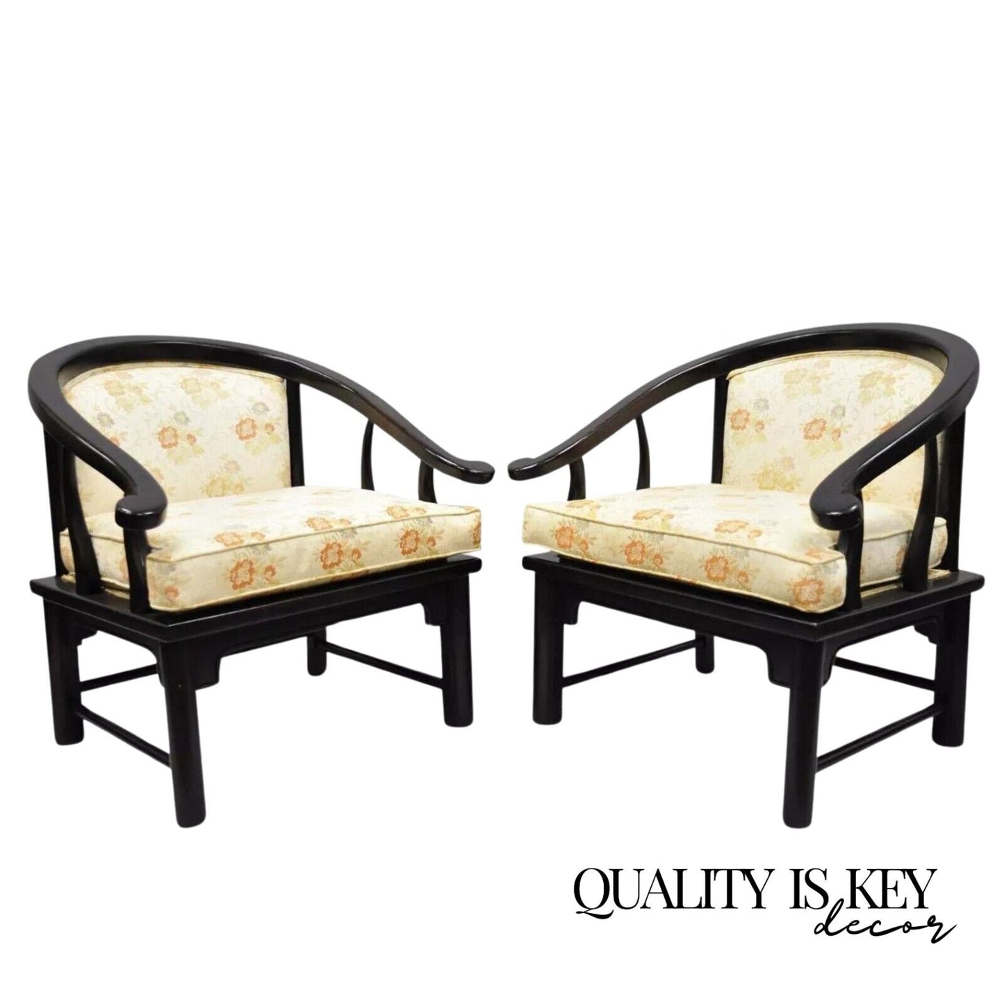 Century Chair Co James Mont Style Horseshoe Ming Lounge Chairs (A) - a Pair