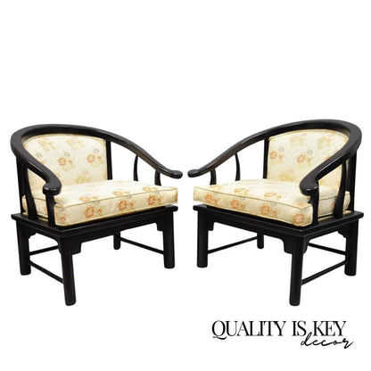 Century Chair Co James Mont Style Horseshoe Ming Lounge Chairs (A) - a Pair