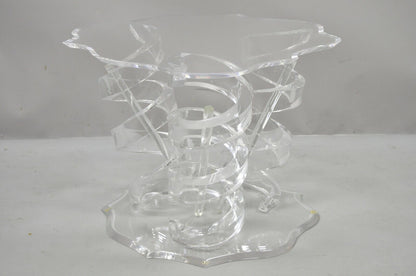 Lucite Spiral Coil Spring Base Mid Century Modern Coffee Table