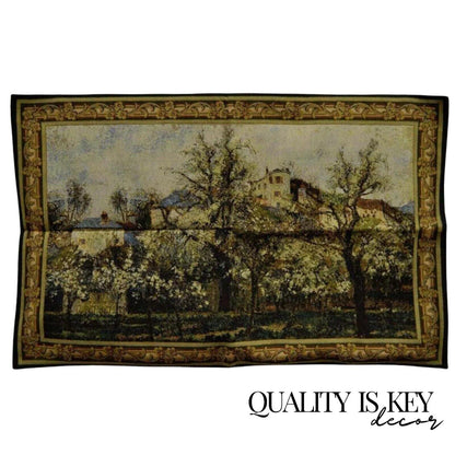 44" x 29" French Wall Hanging Tapestry Jacquard Impressionist Landscape Pissarro