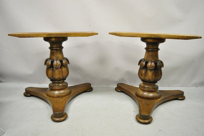 Vintage Carved Walnut Italian Regency Leaf Pineapple Pedestal Table Base (A)