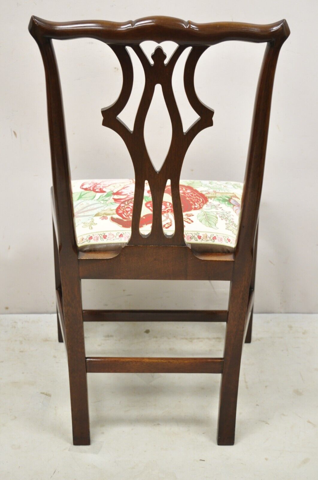 Vintage Chippendale Georgian Style Solid Mahogany Dining Side Chairs - Set of 4