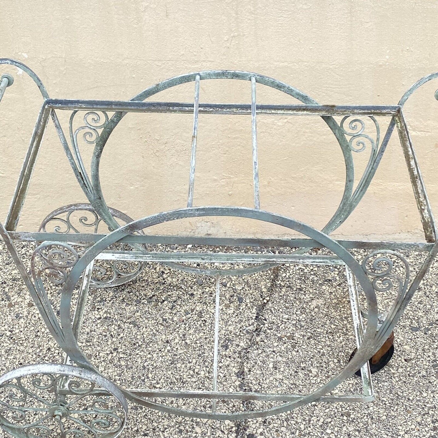 Antique Salterini Mt Vernon Wrought Iron Art Nouveau Serving Bar Tea Cart