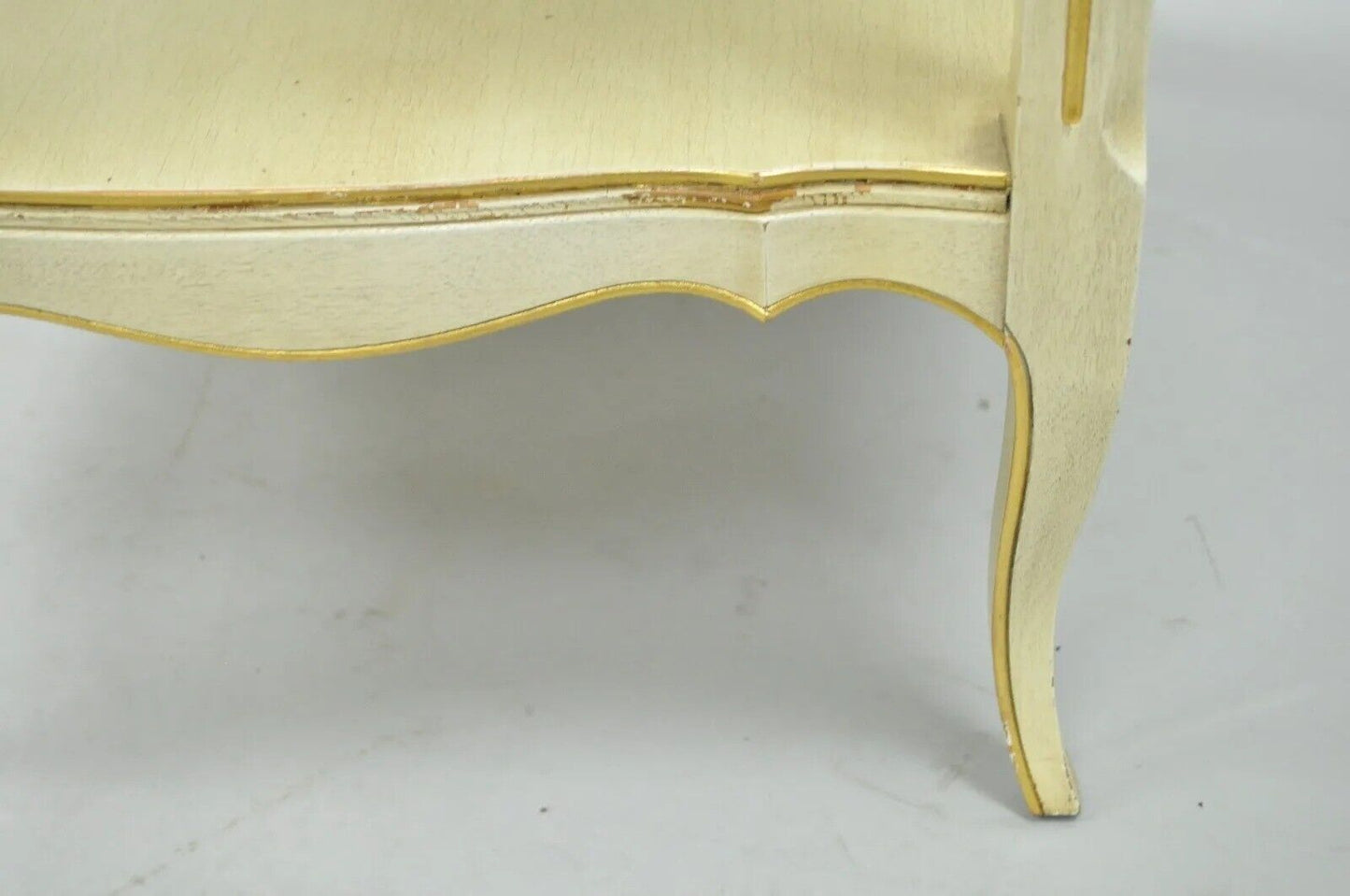 Vintage French Country Provincial Style Floral Painted Cream 1 Drawer End Table