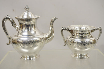 Antique Manhattan Silver Plate Co Silver Plated Tea Serving Set - 4pc Set