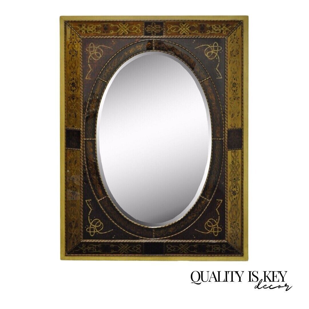 Decorator Italian Venetian Style Hollywood Regency Reverse Decorated Wall Mirror