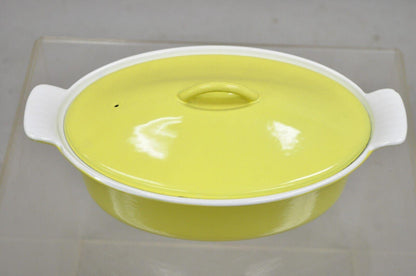 Vintage Descoware Belgium Yellow Cast Iron Enamel Oval Lidded Casserole Pot