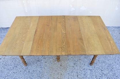 Antique American Victorian Oak Wood Square Extension Dining Table with 3 Leaves