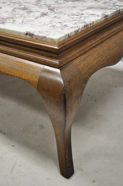 Vintage Hollywood Regency Georgian Mahogany Saber Leg Marble Top Coffee Table