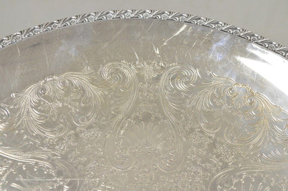 Vintage WM Rogers 767 Victorian Style Round Silver Plated Serving Platter Tray