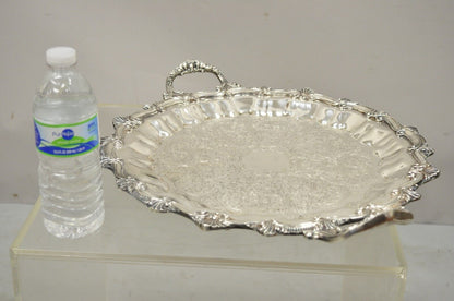 Regency Style Ornate Heavy Silver Plated Twin Handle Scalloped Platter Tray